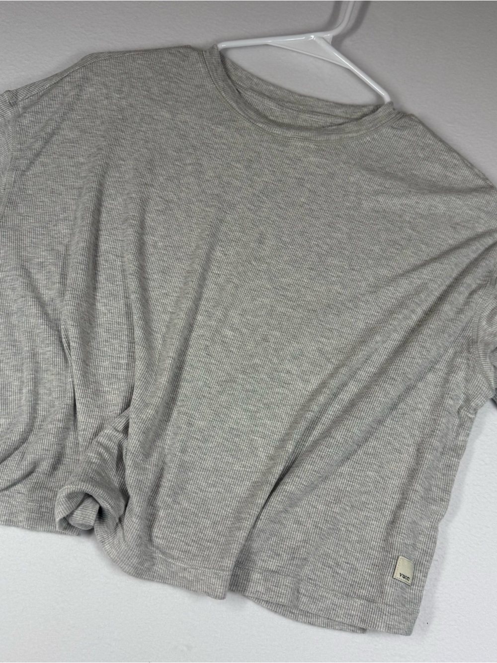 Vuori Light Gray Ribbed Short Sleeve Tee - oversized Energy Tee